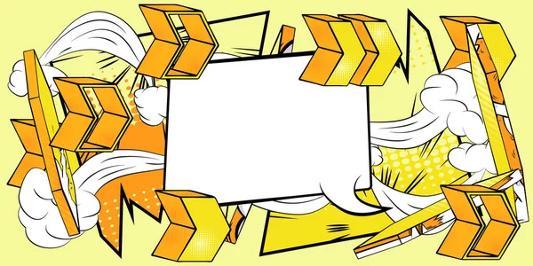 Λευκή Comic Βιβλίο Φούσκα Ομιλία Κίτρινο Κόμικς Αφηρημένα Σύμβολα Βέλους — Διανυσματικό Αρχείο