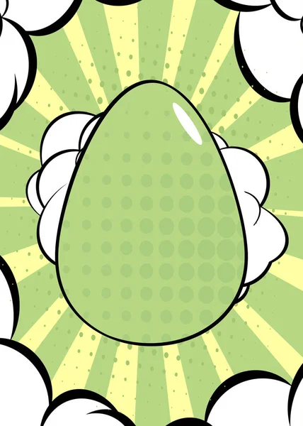 Komiks Velikonoční Prapor Pastelově Zeleným Žlutým Vejcem Komiksy Abstraktní Retro — Stockový vektor