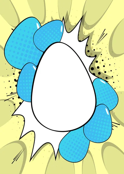 パステルグリーン 黄色と青の背景にコミックブックホワイトイースター 漫画抽象的な休日の背景 レトロポップアートスタイルのポスター — ストックベクタ