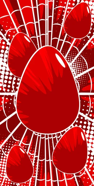 コミック本赤い卵と背景とイースターの背景 漫画抽象的な休日の背景 レトロポップアートスタイルのポスター — ストックベクタ