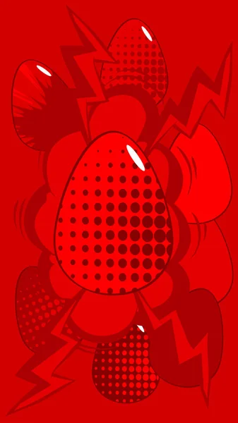 Comic Book Pasen Achtergrond Met Rode Eieren Achtergrond Strips Abstracte — Stockvector