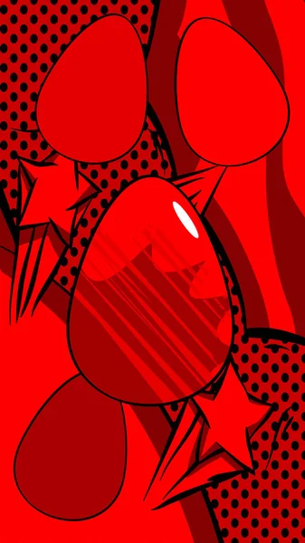 Comic Book Pasen Achtergrond Met Rode Eieren Achtergrond Strips Abstracte — Stockvector