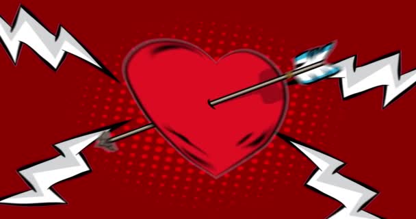 Srdce Šípu Symbol Valentýna Motion Poster Animovaná Komiksová Zpráva Pohybující — Stock video