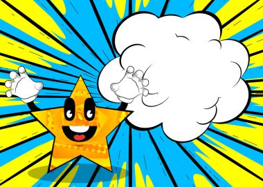 Star seni korkutmaya çalışıyor. Komik ve sevimli çizgi film karakteri, antropomorfik yüzlü..