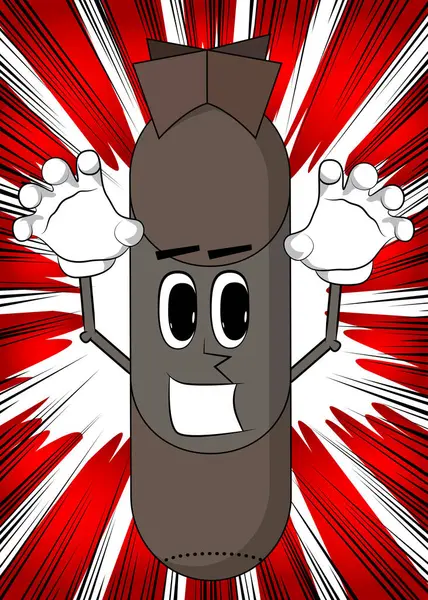 Bomb Trying Scare You Missile Explosive Funny Cartoon Character War — Stock Vector