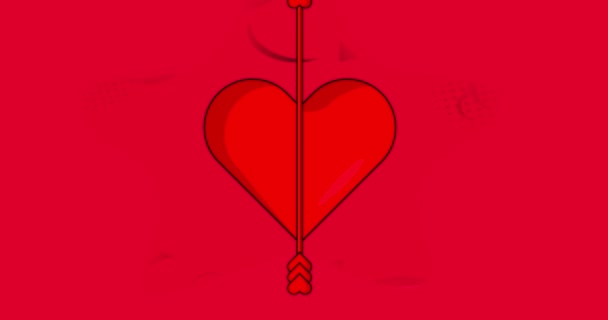 Cartoon Arrow Heart Quadrinhos Dia Dos Namorados Symbol Vídeo Retro — Vídeo de Stock