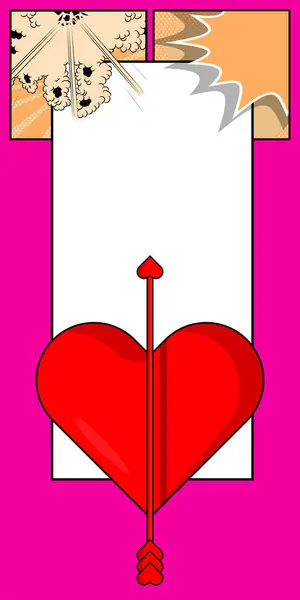 Cartoon Arrow Heart Speech Bubble Sign Comic Book Valentine Day — Stock Vector