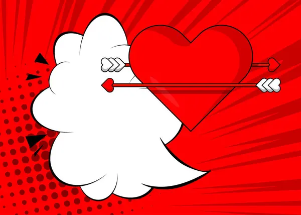 Kreskówka Strzałka Serce Znak Bańki Mowy Komiks Walentynki Symbol Retro — Wektor stockowy