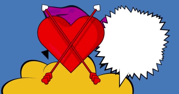 Cartoon Arrow Heart Pustą Bańką Mowy Komiks Walentynki Symbol Wideo — Wideo stockowe