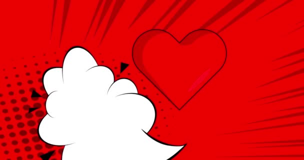 Cartoon Pfeilherz Mit Leerer Sprechblase Comic Buch Valentinstag Symbol Video — Stockvideo