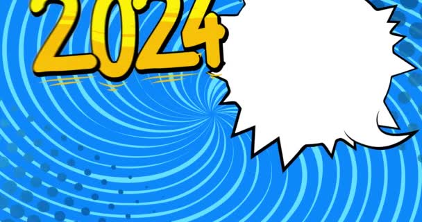 Cartoon Number 2024 Blank Speech Bubble Comic Book New Year — Stock video