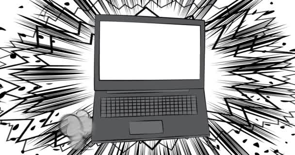 Cartoon Laptop Komiks Notebook Video Retro Komiks Pop Art Design — Stock video
