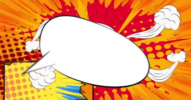 空白のスピーチバブルと漫画 コミックブックの背景アニメーション レトロコミックポップアートビデオデザイン — ストック動画