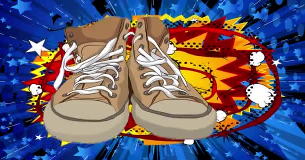 Cartoon Trainers Shoe Cómic Vintage Sneakers Video Animación Diseño Arte — Vídeos de Stock