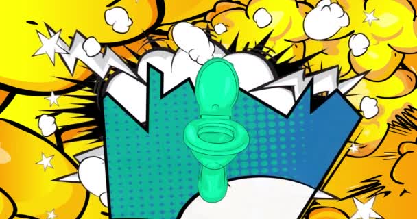 Cartoon Flush Toilet Fumetto Restroom Video Retro Fumetti Pop Art — Video Stock