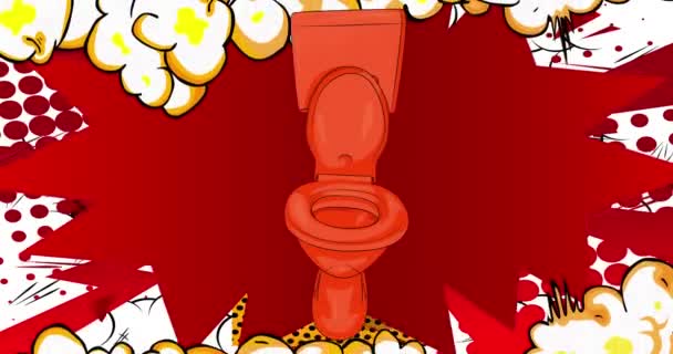 Cartoon Spültoilette Comic Buch Toilettenvideo Retro Comics Pop Art Design — Stockvideo