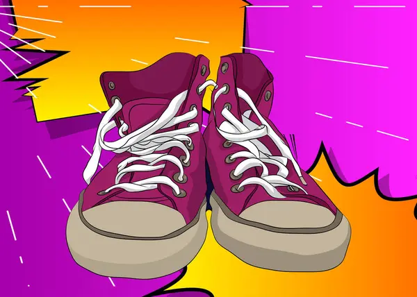 Cartoon Shoe Fumetto Abbigliamento Sportivo Retro Vector Comics Pop Art — Vettoriale Stock