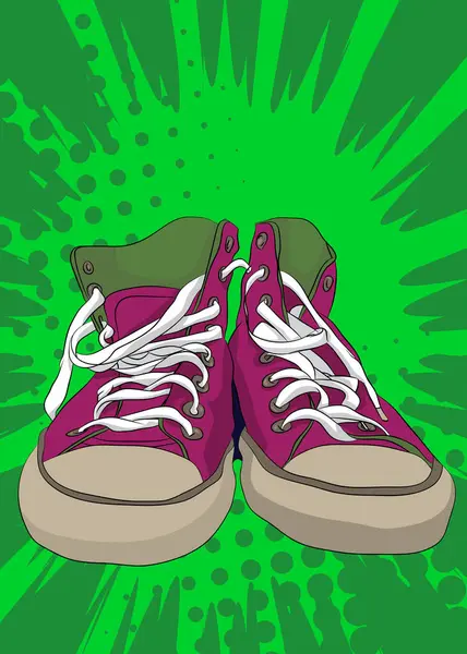 Cartoon Shoe Comic Sportbekleidung Retro Vektor Comics Pop Art Design — Stockvektor
