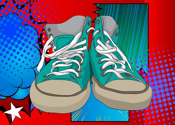 Cartoon Shoe Comic Sportbekleidung Retro Vektor Comics Pop Art Design — Stockvektor