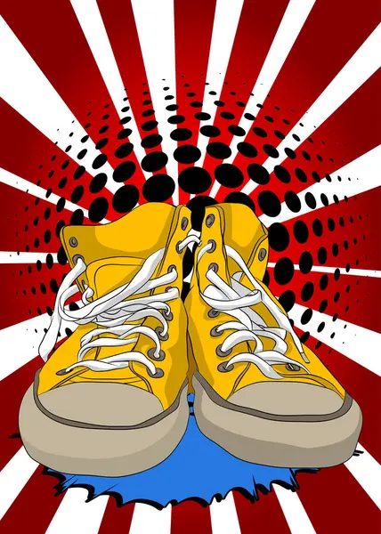 Мультфильм Обувь Комикс Спортивная Одежда Ретро Векторные Комиксы Поп Арт — стоковый вектор
