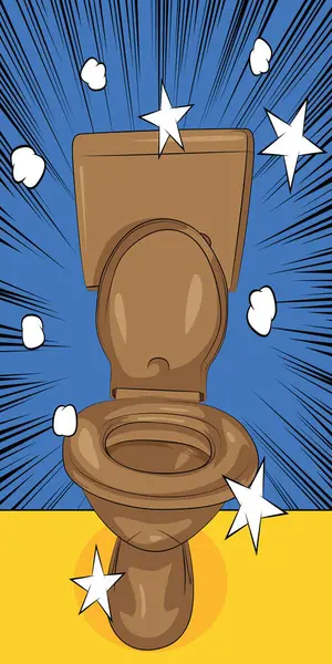 Çizgi Film Sifon Tuvaleti Çizgi Roman Tuvaleti Retro Vektör Çizgi — Stok Vektör