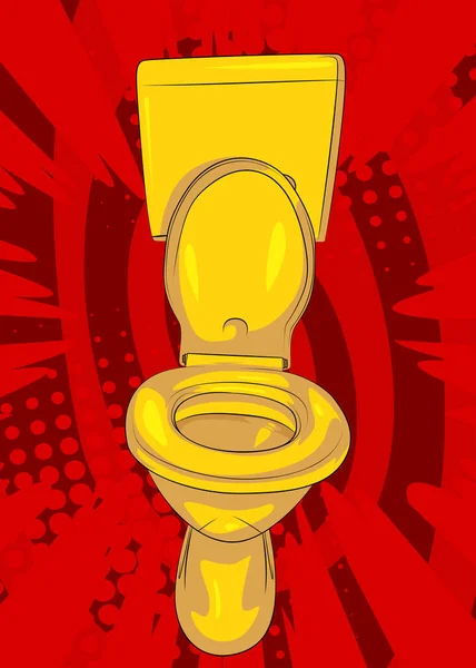 Cartoon Flush Toilet Comic Book Restroom Retro Vector Comics Pop — Stock Vector