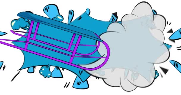 Caricatura Trineo Con Burbuja Habla Blanco Cómic Toboggan Video Retro — Vídeos de Stock