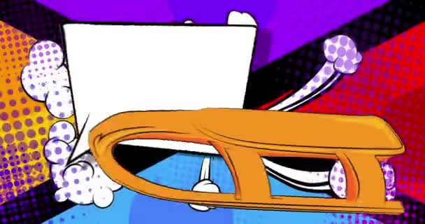 Cartoon Sled Dengan Gelembung Pidato Kosong Buku Komik Video Toboggan — Stok Video