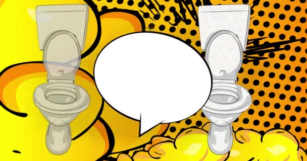 Cartoon Flush Toaleta Pustą Bańką Mowy Komiks Restroom Wideo Retro — Wideo stockowe