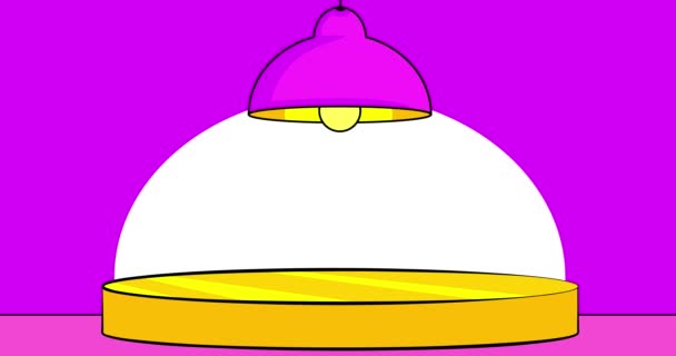 Мультипликационный Подиум Видео Сцены Комикса Подвесной Лампой Анимация Ретро Поп — стоковое видео