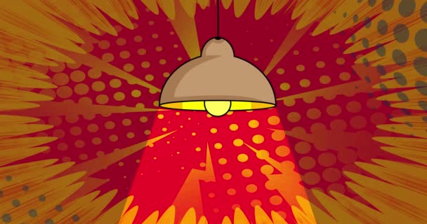 Lâmpada Elétrica Pingente Dos Desenhos Animados Vídeo Equipamento Iluminação Quadrinhos — Vídeo de Stock