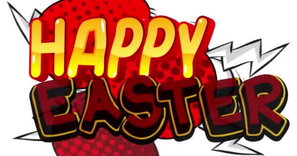 Kreslený Veselé Velikonoce Komiks Slavnostní Video Retro Komiks Pop Art — Stock video