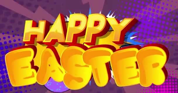 Tecknad Happy Easter Serietidning Festlig Video Retroserier Pop Konst Design — Stockvideo