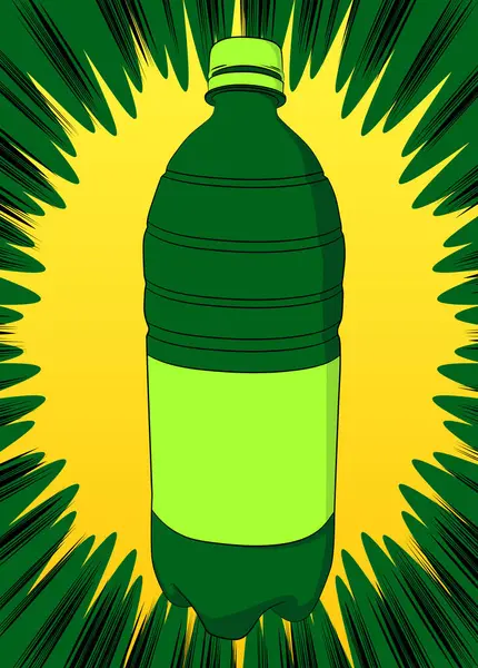 Cartoon Water Bottle Comic Book Plastic Drink Container Retro Vector — Stock Vector
