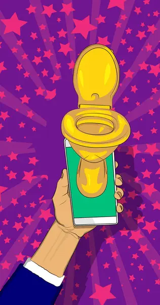 Cartoon Smartphone Comic Book Telephone Toilet Retro Vector Comics Pop — Stock Vector