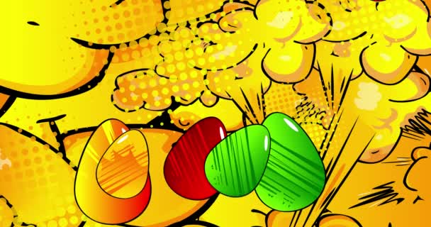 Cartoon Easter Video Komiksovými Vejci Retro Komiksy Pop Art Dovolená — Stock video