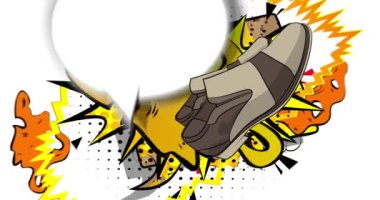 Boş konuşma balonlu çizgi film Zarif Ayakkabılar, çizgi roman Deri Ayakkabı videosu. Retro çizgi roman pop sanat animasyonu.