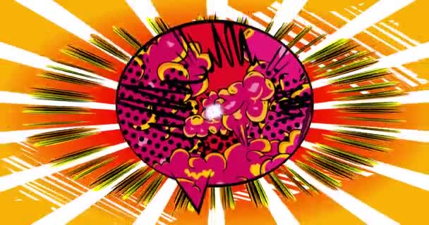 Говорящий Мыльный Пузырь Фоновой Анимацией Комиксов Стиле Поп Арта Ретро — стоковое видео