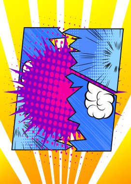 Klasik çizgi film arkaplanı, çizgi roman arkaplanı. Retro vektör çizgi romanları pop sanat tasarımı.