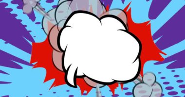 Çizgi film konuşma balonu, çizgi roman videosu. Retro çizgi roman pop sanat tasarımı animasyonu.