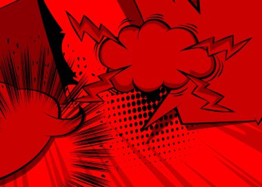 Kırmızı ve siyah karikatür arka planı, çizgi roman arka planı. Retro vektör çizgi romanları pop sanat tasarımı.