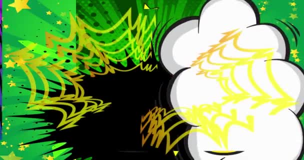 ポップアート コミックスタイルの抽象的な背景アニメーション レトロマンガ スピーチ バブル漫画の背景 コミックブックの要素移動 — ストック動画