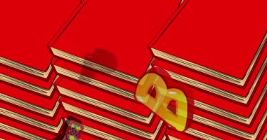 Kitaplardaki mektuplar. Hareket posteri. Soyut çizgi roman arkaplanındaki elementleri taşıyan 4k animasyon çizgi roman. Retro pop sanatı eğitim konsepti.