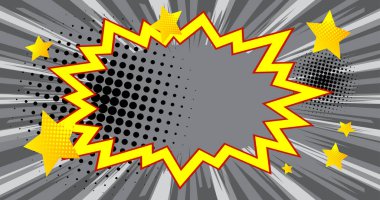 Çizgi film arkaplanı, çizgi roman muhteşem fon. Retro vektör çizgi romanları pop sanat tasarımı illüstrasyonu.