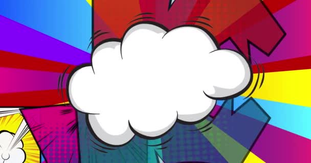 White Speech Bubble Abstract Background Animation Pop Art Comics Style — Vídeo de Stock
