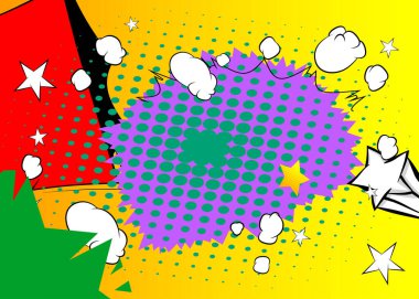 Çizgi film arkaplanı, soyut duvar kağıdı, çizgi roman arkaplanı. Retro vektör çizgi romanları pop sanat tasarımı.