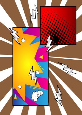 Süper Çizgi Film Arkaplanı, çizgi roman soyut sayfa düzenleme arkaplanı. Retro vektör çizgi romanları pop sanat tasarımı illüstrasyonu.