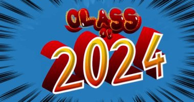 Çizgi film 2024 Mezuniyet, çizgi roman videosu. Retro çizgi roman pop sanat tasarımı animasyonu.