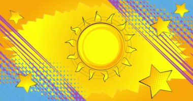 Çizgi film Sun, çizgi roman videosu. Retro çizgi roman pop sanat tasarımı animasyonu.