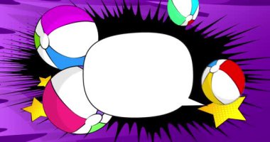 Boş konuşma balosu, çizgi roman Summer Toy videosu. Retro çizgi roman pop sanat animasyonu.